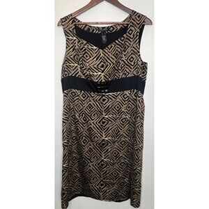 Axcess Dress Women’s Black & Brown Geometric Sleeveless Lined Zip Up Sz XL Y2K